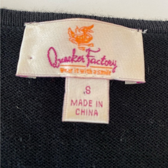 Vntg‎ Quacker Factory Black Poinsettia Christmas Sweater Small Embroidery Beaded - Picture 6 of 9